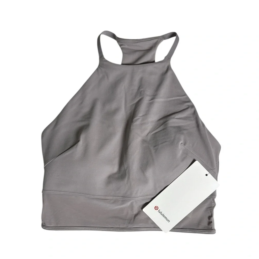 lululemon athletica High Neck Mesh-Hem Tank, NWT, Mauve Grey, Size small